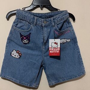 Hello Kitty Blue Denim Shorts with Character Patches